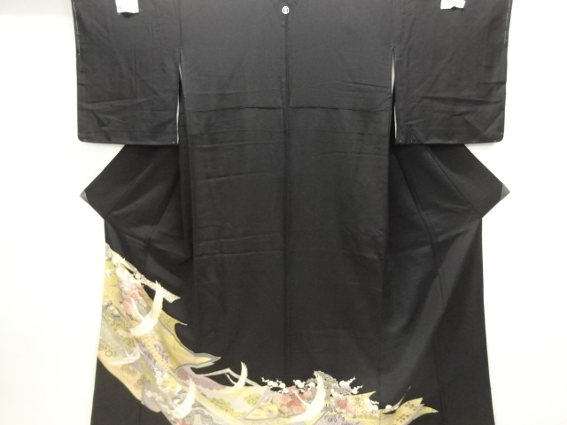 JAPANESE KIMONO / TOMESODE / EMBROIDERY / CRANES